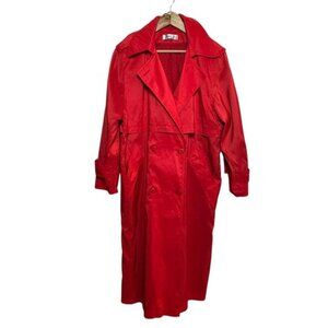 Vtg Red Polka Dot Cuffs Forecaster of Boston Double Breasted Trench Coat Size 8